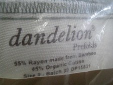 Dandelion prefolds cloth diapers organic cotton size 2 one dozen SEALED NEW