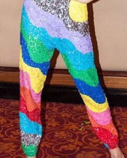 Mira Mikati Multicolour Rainbow Sequin Wave Pants – Hand-Embellished UK 8