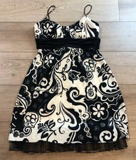 VTG Y2K Women Fit Flare Tie Babydoll Dress Lg Whimsigoth Fairy Grunge Lace Witch