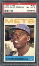 1964 TOPPS #251 CHOO COLEMAN PSA 8 METS *B64241