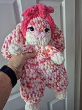 Handmade Crochet Bunny Lovey Snuggler Cuddler Plushie Toy