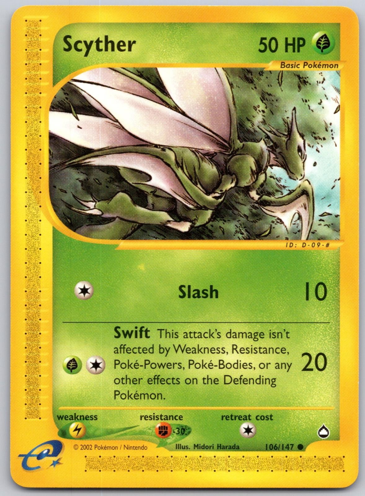 Scyther 106/147 Common Aquapolis Pokemon Lightly Played