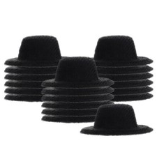 Set of 2 Tiny Hat Black Mini Hats Snowman for Crafts Doll Miniature Dolls