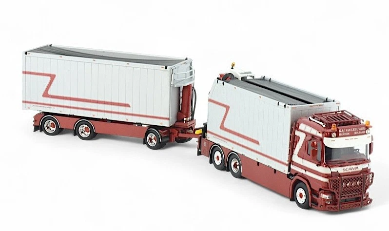 TEKNO, SCANIA R580 6x2 rigido con gru e 1+2 assi G&J VAN LEEUWEN, 1/50,  TEK8... - Immagine 2 di 4