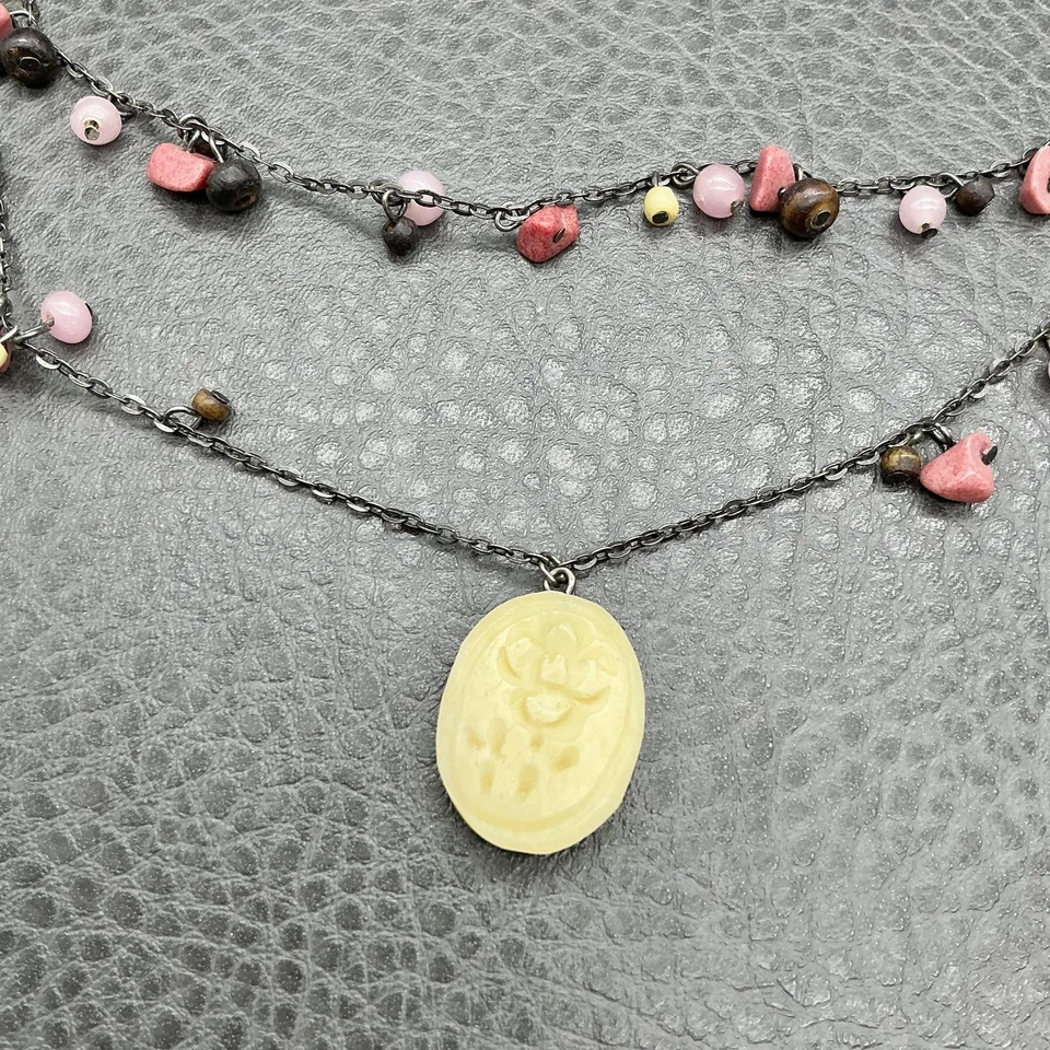 American Eagle Outfitters Necklace Layered Beaded Pendant Womens Boho Dangle 18" - Image 4 of 4