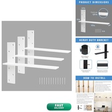 Hardow TFHB Floating Shelf Bracket 3/8" Thick Heavy Duty White 3 Pack 20"L x