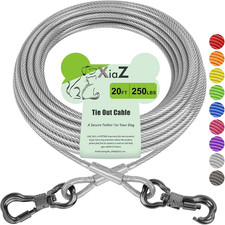 XiaZ Dog Tie Out Cable 20ft Heavy Duty Lockable Pet Tether for Dogs up to 250 lb