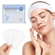 100 Count Disposable Headbands for Spa Headband for Washing Face Individually...