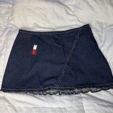 Women  s Vintage Y2K Tommy Jeans Mini Jean Skirt Size 7 Ruffles