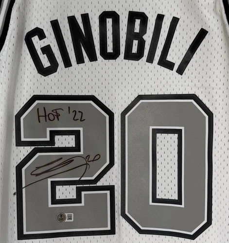 Manu Ginobili "HOF '22" Signed Spurs Mitchell & Ness NBA Finals Champ Jersey BAS
