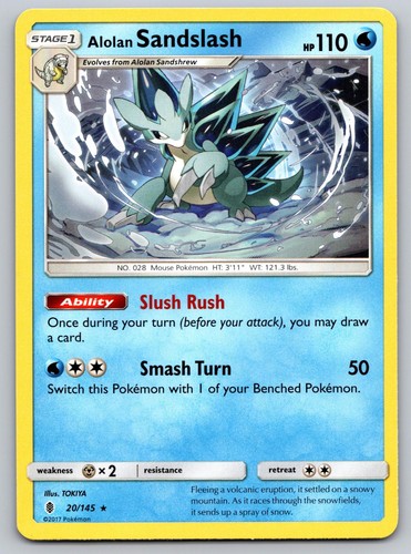 Alolan Sandslash 20/145 Rare Guardians Rising Pokemon Lightly Played