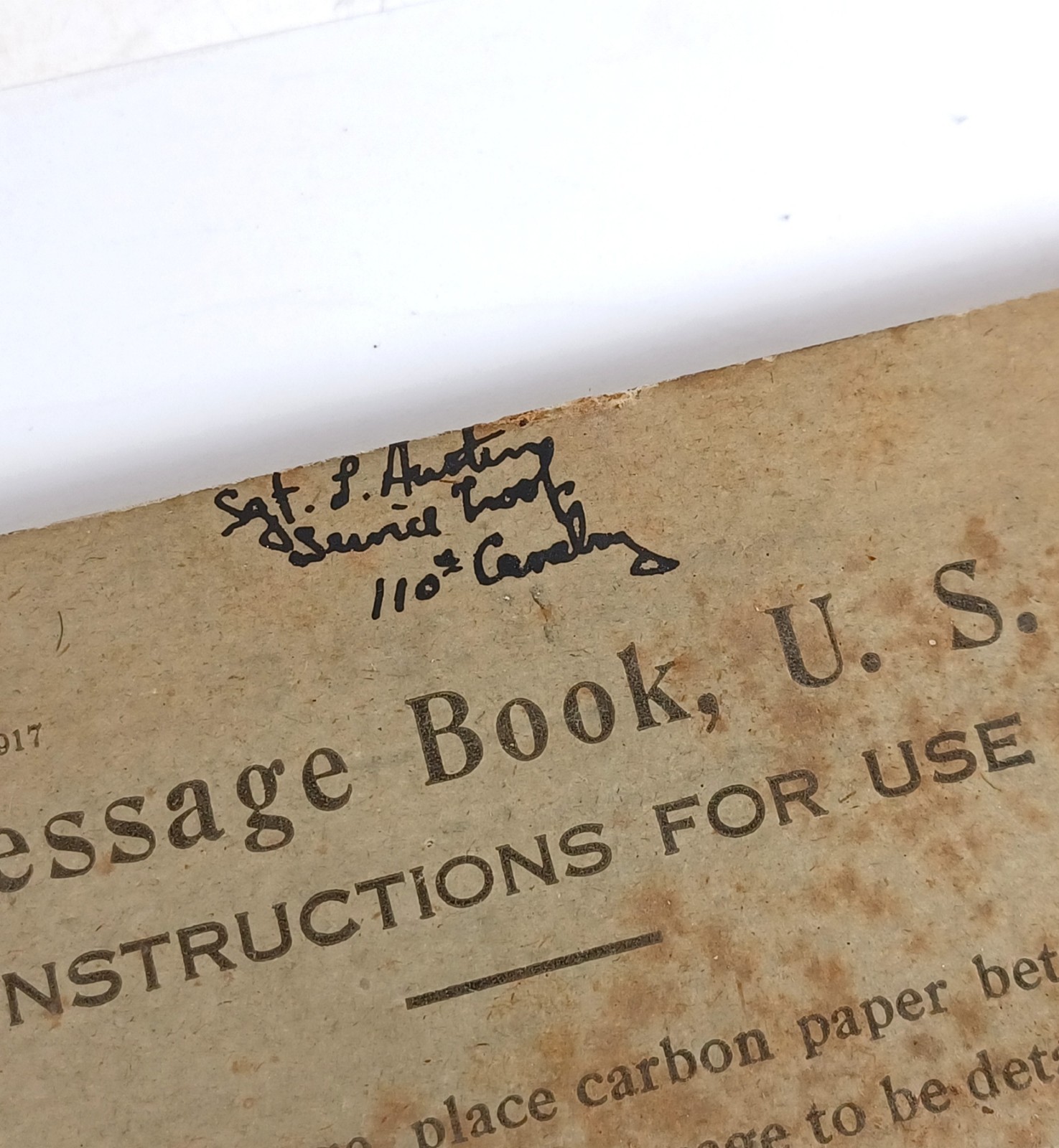 Antique 1917 U.S Army Signal Corps Field Message Book, Pages Unused 