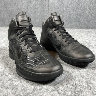 Nike Zoom Hyperfuse High Top Basketball Shoes Mens 9 Black 407622-001