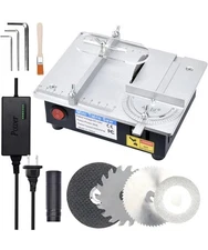 S3 Portable Precision Table Saw,96W mini Electric Saw 7 Speed Adj,4 Blades