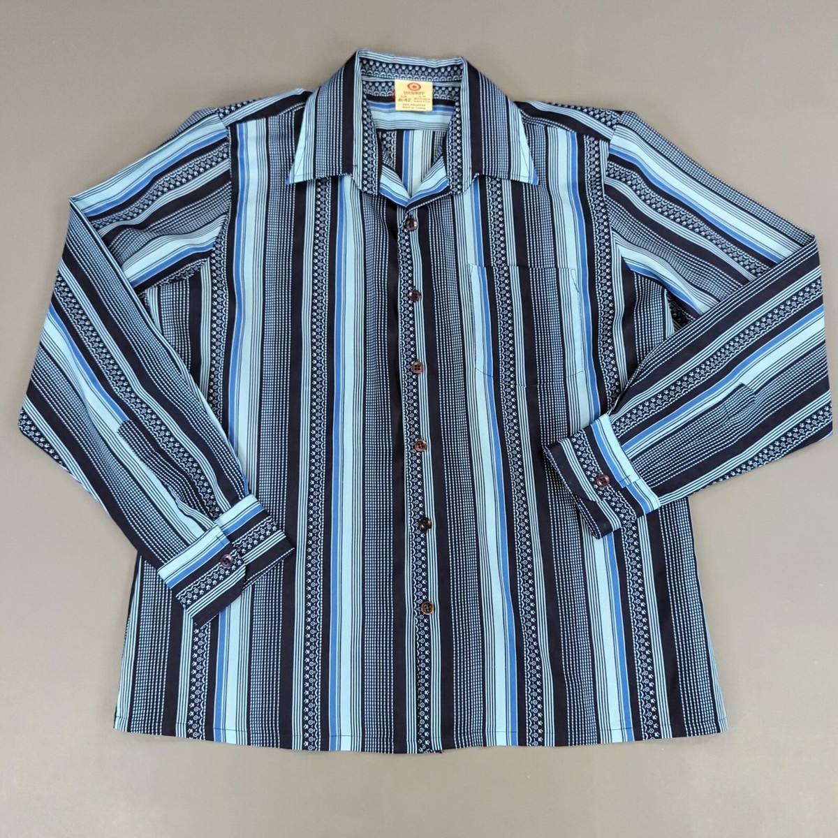 Vintage Target Shirt Button Up Mens Extra Large Blue Striped Acetate 80s  Retro