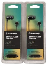(2 PAIR) NEW Skullcandy Jib XT Black Wired Earbuds with Microphone