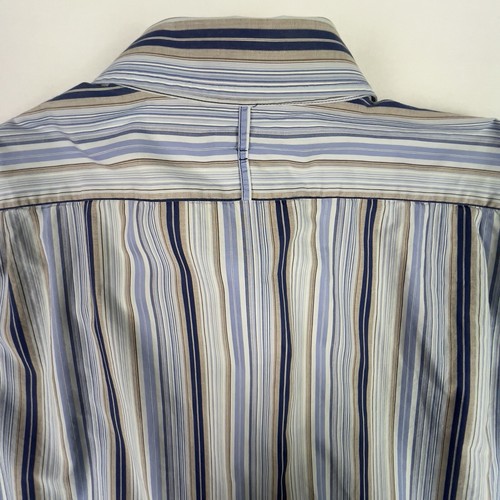 Banana Republic Herren XL Blau Khaki Gestreift Langarm Hemd Baumwolle. H - Bild 19 von 19