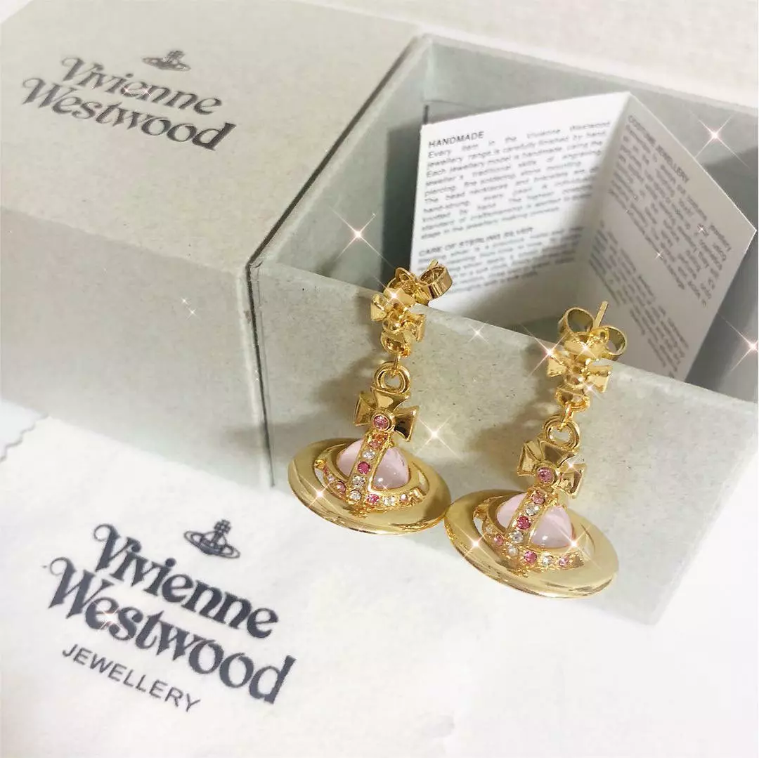 Westwood Orb Earrings Women&#039;s Accessories Brand Gold Pink eBay