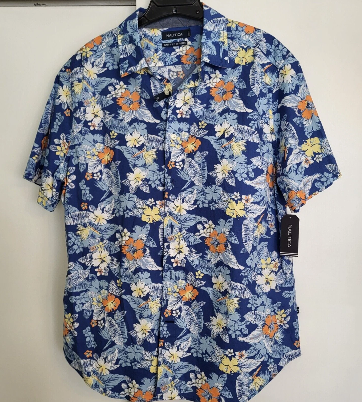 Nautica Classic Fit/Stretch Button Up Shirt Sz L Multi Color Floral