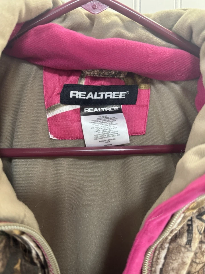 Real Tree Xtra Fur Hooded Puffer Jacket Womens 2XL Camo Full Zip Hunting - Image 4 of 4