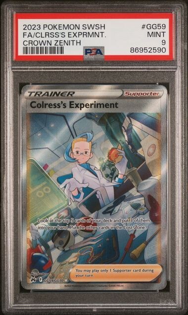 2023 Pokemon Crown Zenith Colress's Experiment FULL ART #GG59 Holo PSA 9 MINT