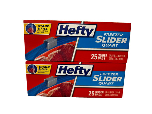 Hefty Freezer Slider Bags, Quart, 25 Count (Pack of 4)