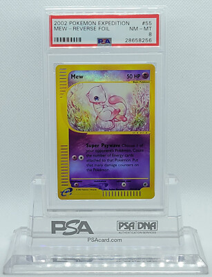 Pokemon EXPEDITION MEW #55 REVERSE HOLO FOIL CARD PSA 8 NM-MT