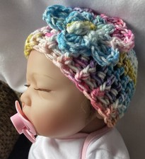 Crochet Newborn Baby Hat Beanie Prop Pink, Purple, Yellow, Flower Teigen A19