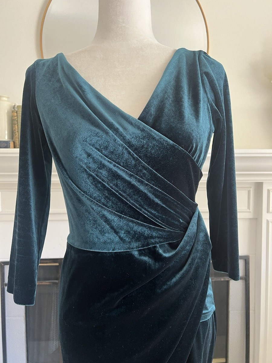 Betsey Johnson Velvet Emerald Green Long Sleeve V-Neck Mini Dress Size 6 |  eBay