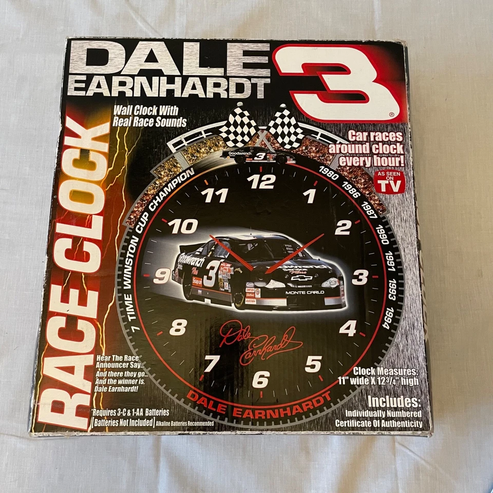Reloj de pared vintage de colección Dale Earnhardt 3 para piezas de restauración Foto 3 de 4