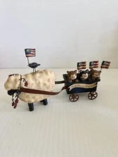 Blossom Bucket Sheep Cart/Wagon W/Kitty’s Patriotic Americana Barnyard Farm