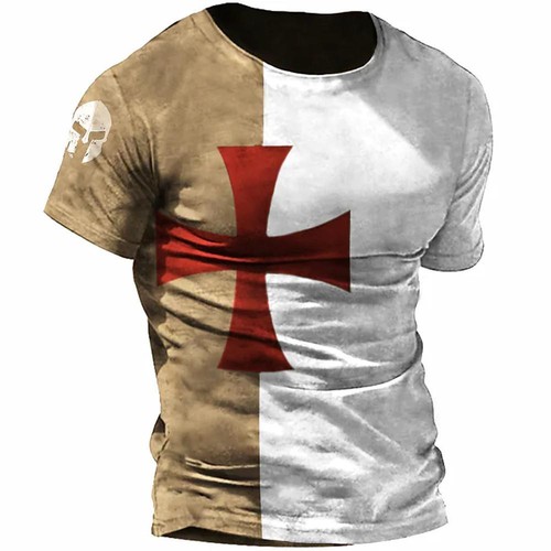 Tempelritter Grafik T-Shirts mutige Kreuzritter Designs, hochwertige Baumwolle Alltagskleidung - Bild 7 von 20