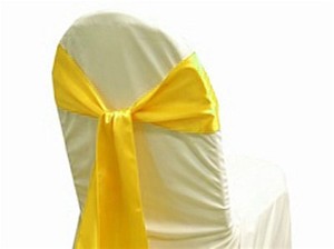 Jaune Satin Mariage Fete Deco Housse De Chaise Noeuds Ouvrants