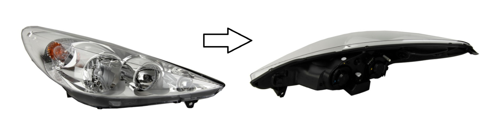 Phare avant droit Peugeot 206+ 2009 2010 2011 2012 2013 motorisé optique H7