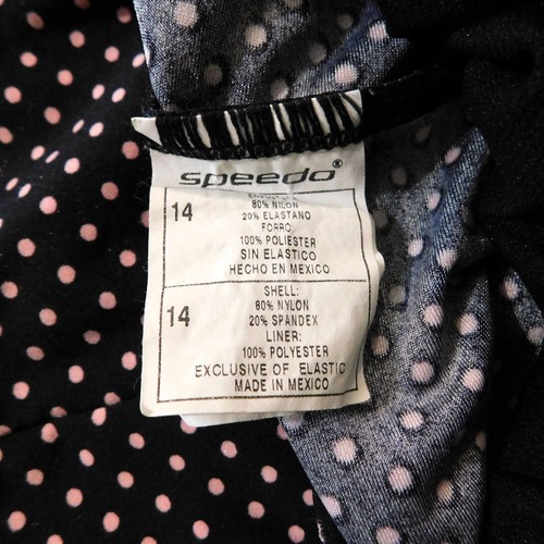 Speedo One Piece Swimsuit Womens 14 Black Pink Polka Dot Full Coverage - Picture 6 of 6