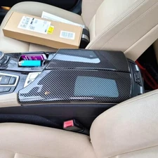 For BMW F10 F11 5-Series Carbon Fiber Interior Tuning Console Armrest Cover Trim