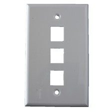 100-3 PORT KEYSTONE Cat-5e Cat-6 Wall Plate Phone RJ-11 WH  Free Ship 