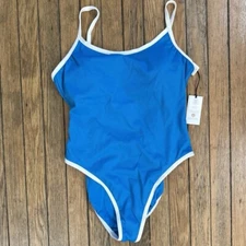 NWT Shade & Shore Blue Scoop Neck One Piece Swimsuit Size Large