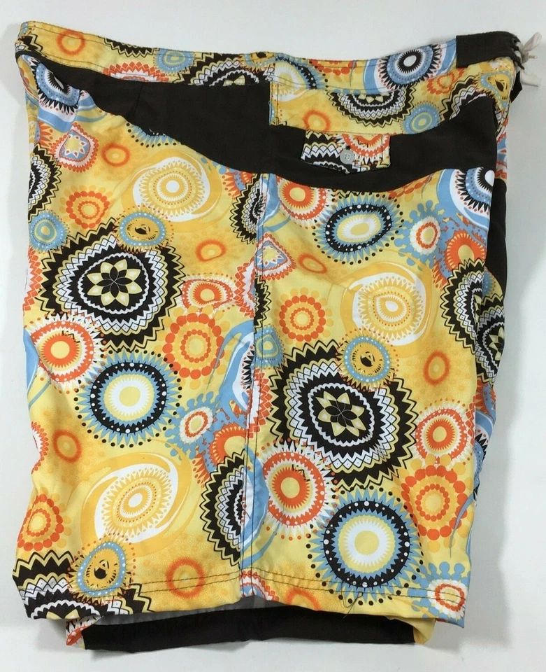 Pantalones Cortos de Natación JOE BOXER Marrón Amarillo Azul Floral Remolino Playa Para Hombre XL NUEVOS CON ETIQUETAS Foto 2 de 4