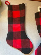 Christmas Red Black Buffalo Plaid Holiday Hanging Stocking 20"