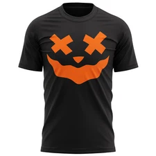Funny Pumpkin Face Black T Shirt Funny Halloween Simple Costume 4 Designs Unisex