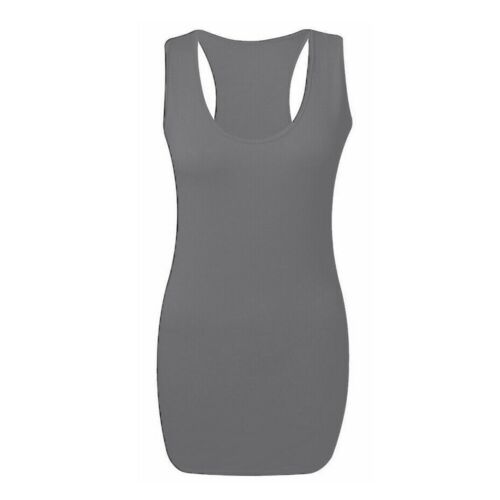 Ladies Women's Long Racer Back Vest Bodycon Muscle Vest Top Gym Top Plus Sizes - Picture 18 of 23