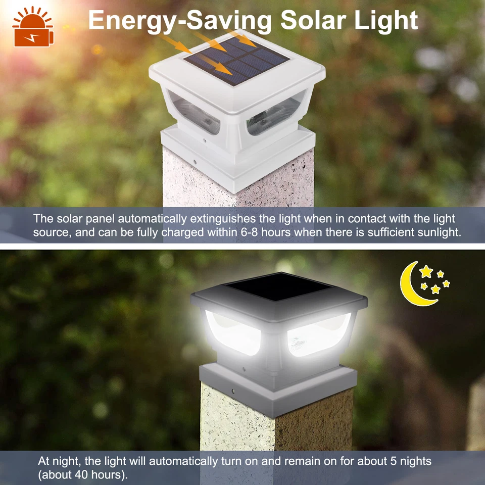 12pack LED Solar Post Lights Outdoor Garden Fence Deck Cap Waterproof 3X3 4X4 US - Image 4 of 4