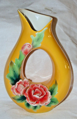 2012 RARE Franz Porcelain Florissima Florissimo Cotton Rose Vase FZ0280C