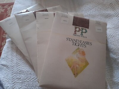 4 x Pretty Polly STAND EASIES light weight support SHERRY tights Size Small NOS