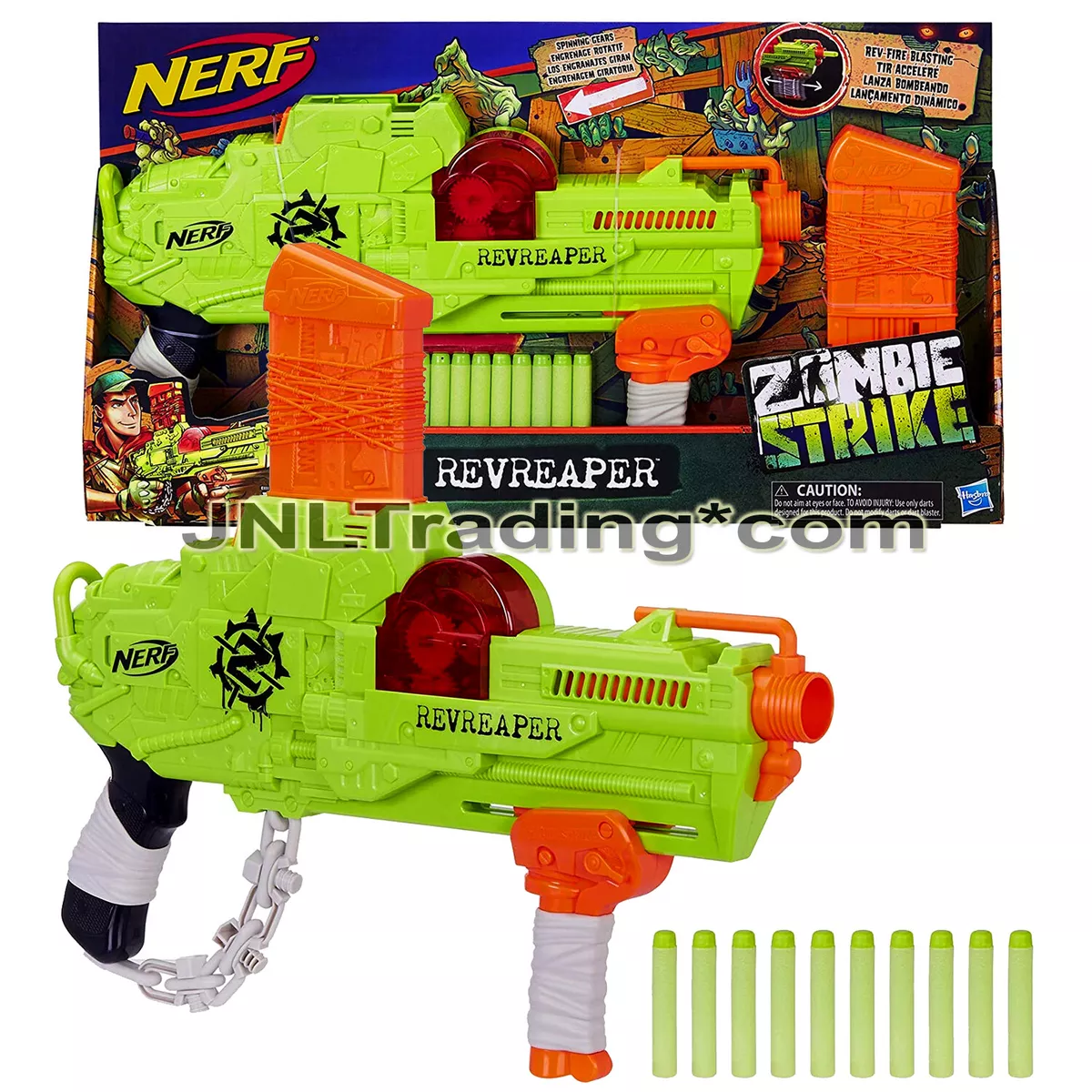 Nerf Zombie Strike RevReaper Blaster, Includes 10 Nerf Zombie Strike Darts  