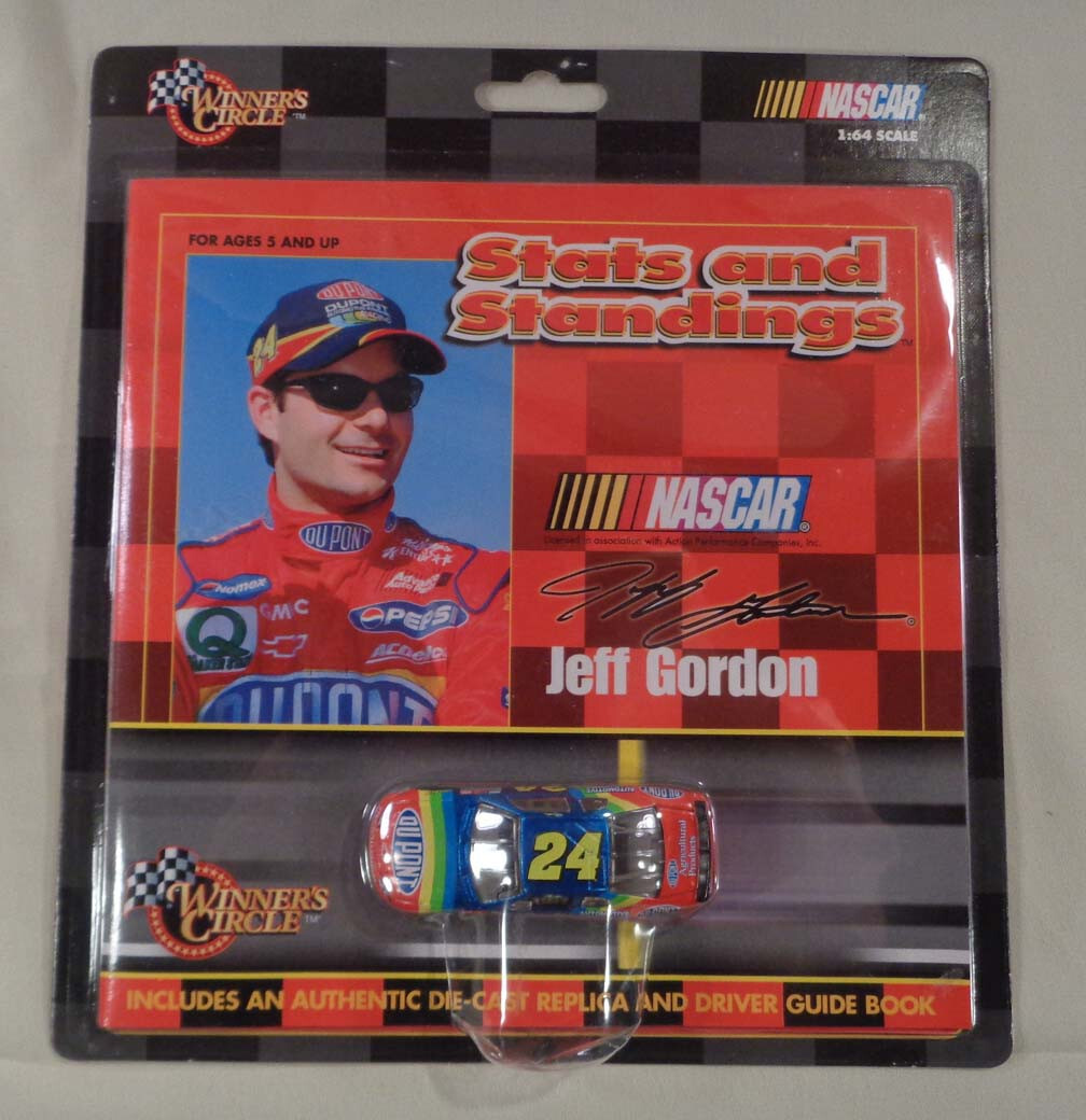 Lot of 2 Winners Circle #24 Jeff Gordon Stats and Standing w/ Guide & 1:64 Car