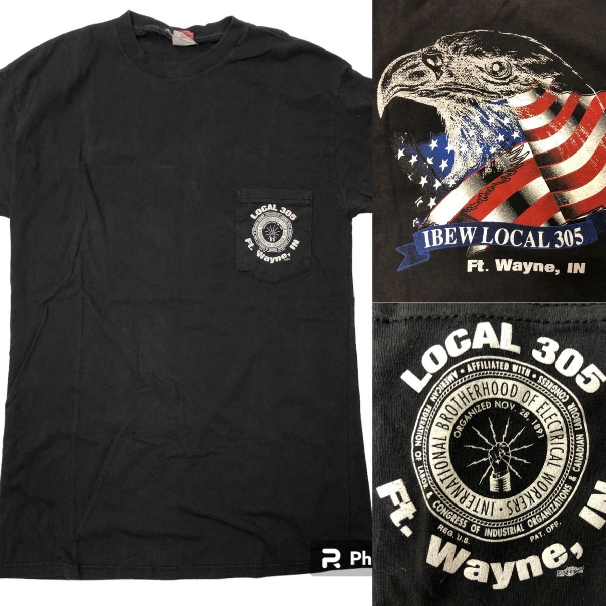 Vtg CFCW Local 305 IBEW Union ELECTRICAL WORKERS Black