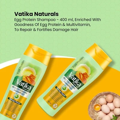 Pack of 2 Vatika Naturals Multivitamin + Shampoo Egg-Protein, 400ml