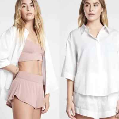 2 NEW ATHLETA COTTON DREAMS SLEEP SHIRT WHITE XL (Lot of 2)